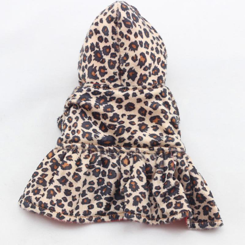 Cozy Reversible Dog Vest, Pets Dog Leopard Dress Coats, Winter Coat Warm Dog Apparel, Cold Weather Dog Jacket with Button Close, Cute Dog Hoody Dress Dog Clothes, Cotton Pet Dress for Dog Coat, XS-XL Animals & Pet Supplies > Pet Supplies > Dog Supplies > Dog Apparel Groomer   