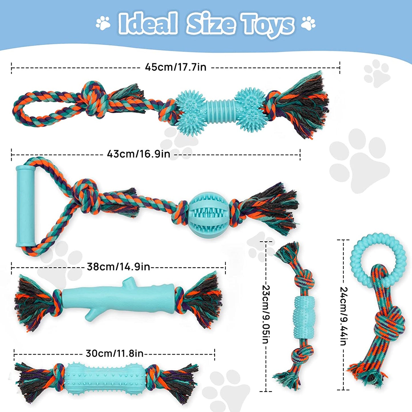 AUKZON Dog Chew Toys 6 Pack, Dog Rope Toys Indestructible - Durable Dog Toys for Boredom, Natural Cotton Rubber, Tug of War, Puppy Teething Toys Convex Design for Small Medium Dogs Animals & Pet Supplies > Pet Supplies > Dog Supplies > Dog Apparel AUKZON   