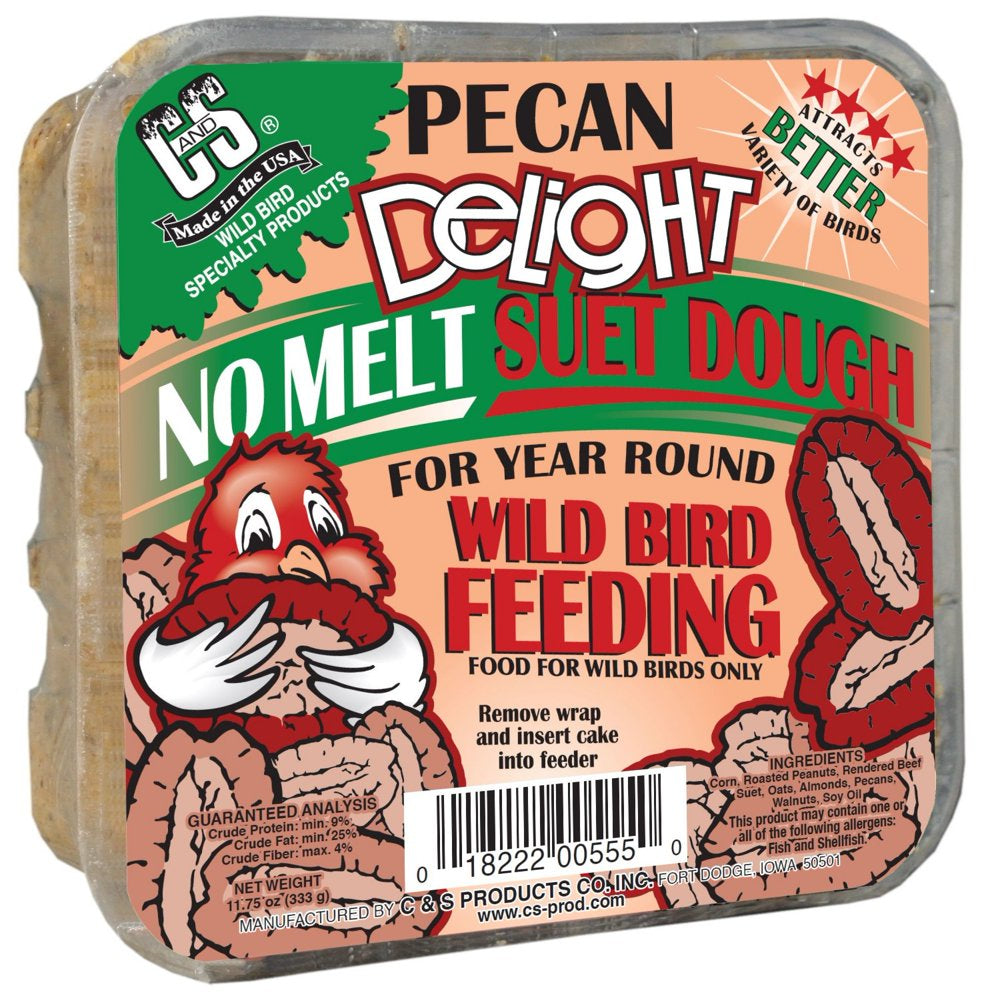 C&S Pecan Delight No Melt Suet Dough, 11.75 Oz, Wild Bird Food, 12 Pack Animals & Pet Supplies > Pet Supplies > Bird Supplies > Bird Treats C&S Products Company   