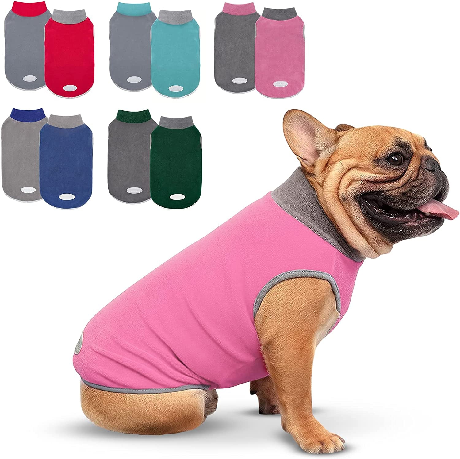 Cyeollo 2 Pack Small Dog Fleece Sweater Stretchy Pullover Sweatshirt Boy Dog Sweatshirt with Reflective Stripe Pet Blue Dog Clothes Dog Sweaters Turquoise & Grey Animals & Pet Supplies > Pet Supplies > Dog Supplies > Dog Apparel cyeollo Grey & Pink X-Large 