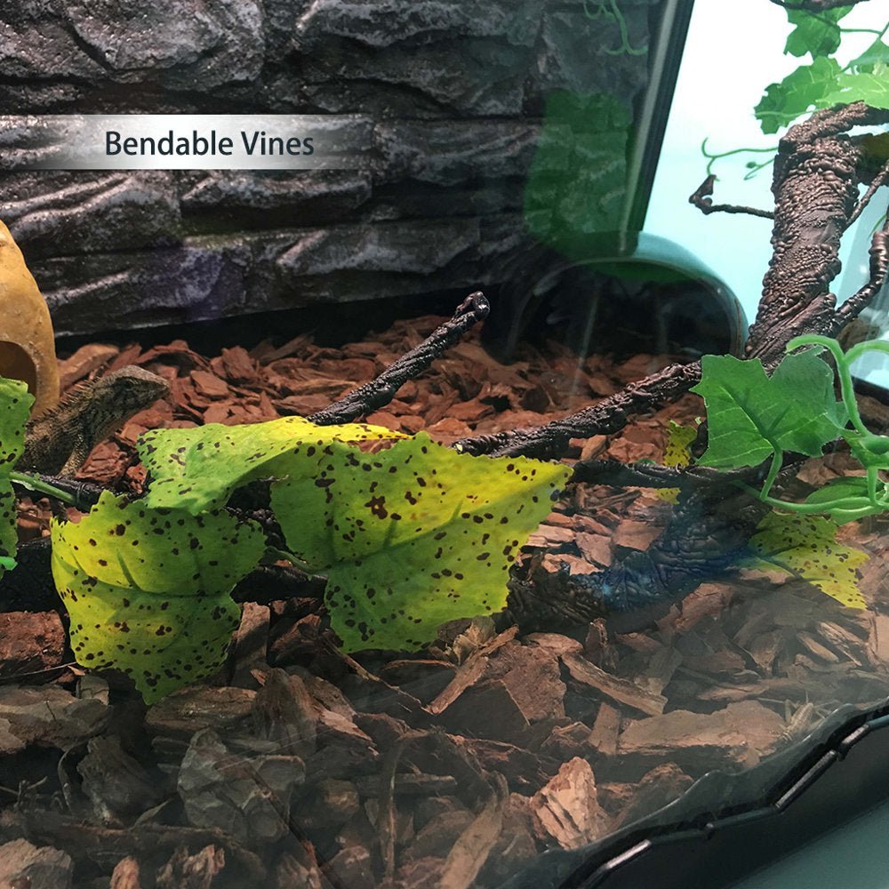 JULYING Reptile Plants Plastic Artificial Jungle Forest Branches Vines for Amphibian for Tank Pet Realistic Habitat Decorations Animals & Pet Supplies > Pet Supplies > Reptile & Amphibian Supplies > Reptile & Amphibian Habitats JULYING   