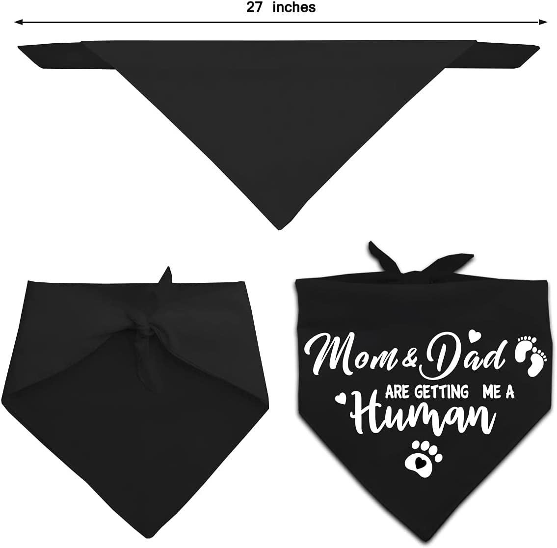 Mom&Dad Are Getting Me a Human, Gender Reveal Photo Prop Pet Scarf Decorations Accessories Dog Bandana, Pet Accessories for Dog Lovers, Pack of 2 Animals & Pet Supplies > Pet Supplies > Dog Supplies > Dog Apparel Yangmics Direct   