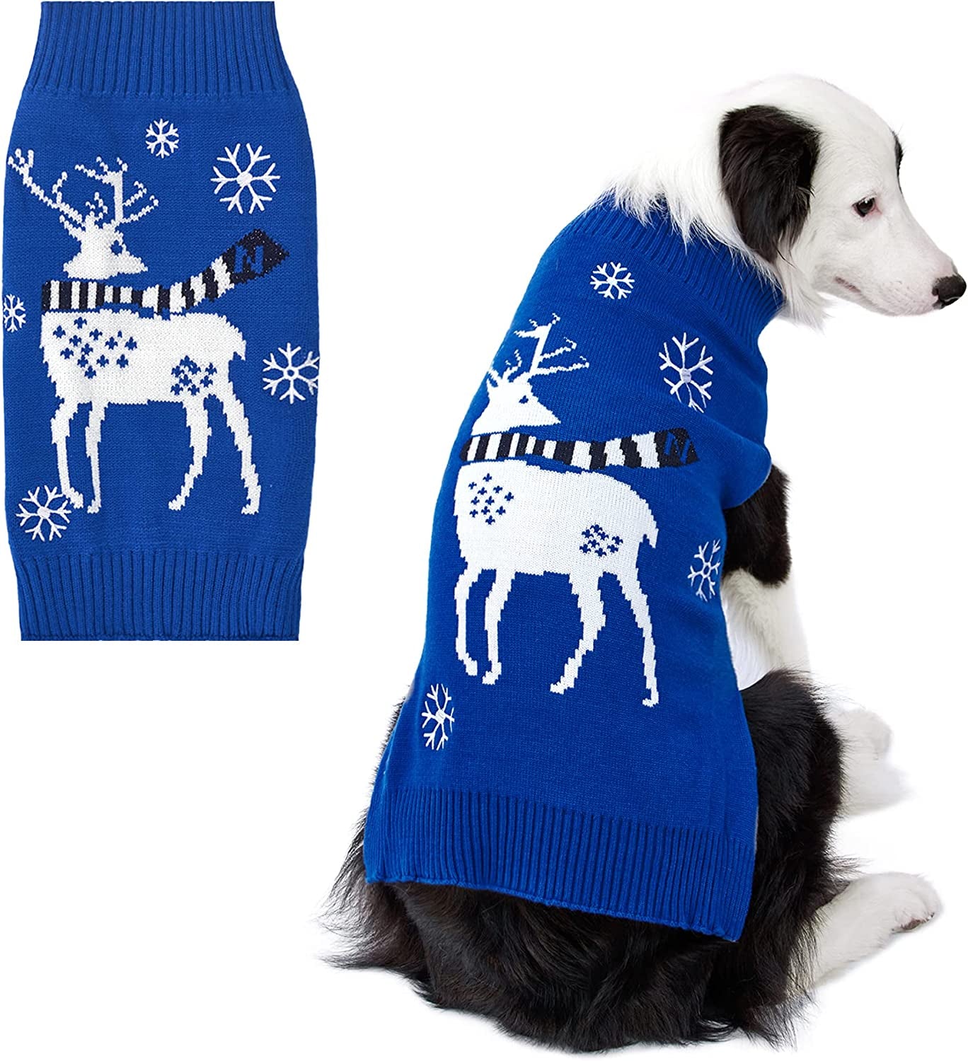 NACOCO Holiday Xmas Reindeer Sweaters Dog Sweaters New Year Christmas Sweater Pet Clothes for Small Dog and Cat (Red, Xx-Small) Animals & Pet Supplies > Pet Supplies > Dog Supplies > Dog Apparel Nacoco 8-Blue Reindeer Small (Pack of 1) 