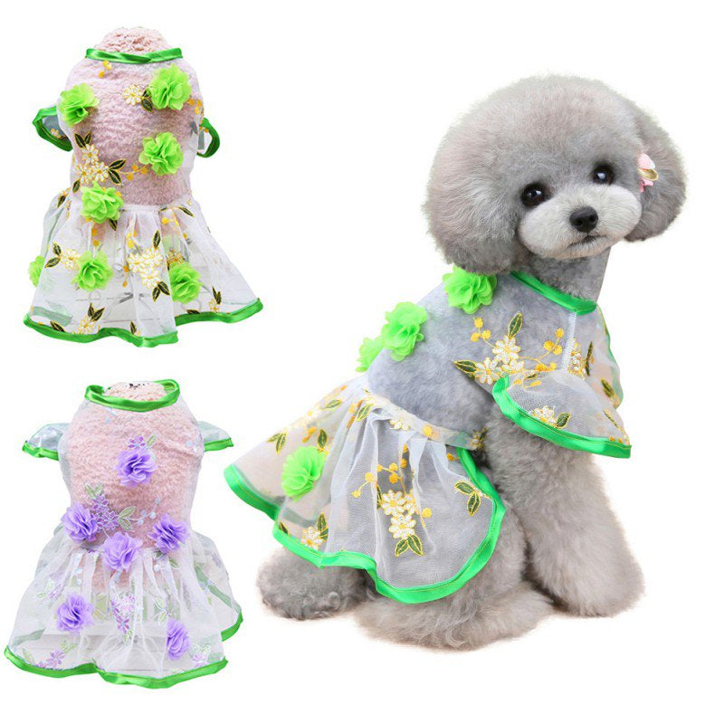 Dog Dress, 2Pcs Fashion Pet Spring Dresses Apparel Clothes, Puppy Shirts Vest Skirt for Small Dogs and Cats in Wedding Holiday Animals & Pet Supplies > Pet Supplies > Cat Supplies > Cat Apparel FYCONE S B 