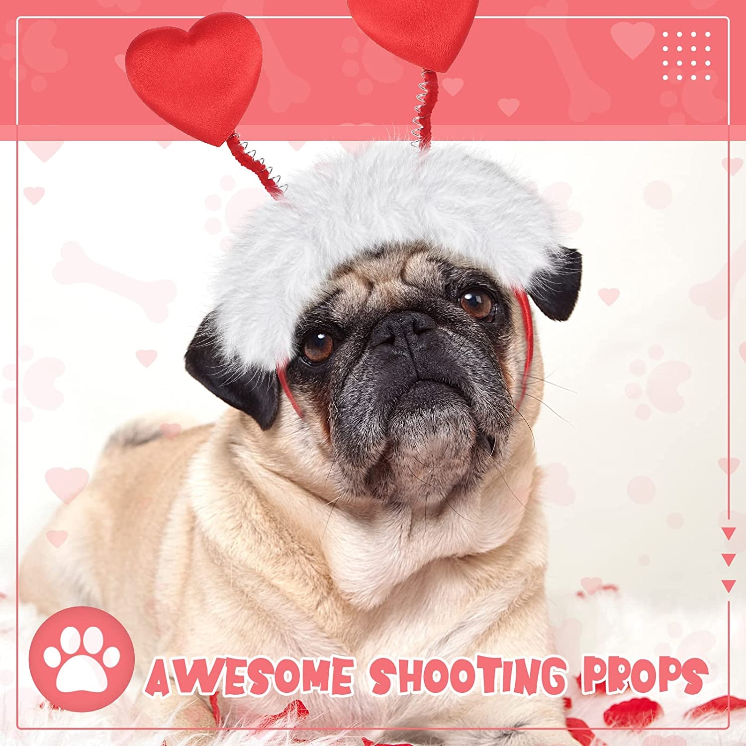 4 Pcs Valentine'S Day Pet Heart Headband Red Love Dog Headband Cute Dog Cat Fluffy Headband for Puppy Cat Valentines Day Pet Costume Accessories Valentines Day Wedding Party Supplies Animals & Pet Supplies > Pet Supplies > Dog Supplies > Dog Apparel Cunno   