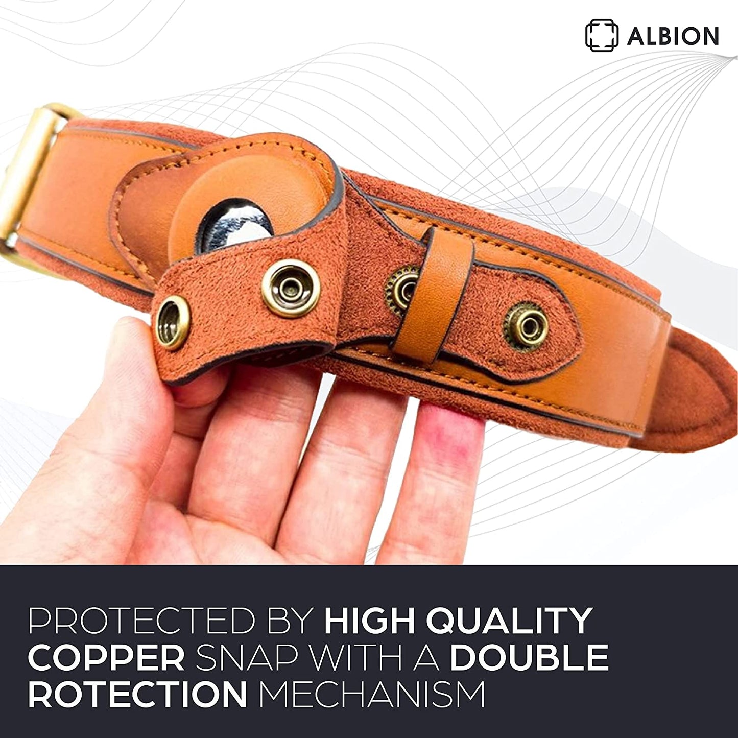 Airtag Smart Dog Collar Compatible with Apple Airtag – Genuine Leather Dog Collar with Apple Airtag Holder – Comfortable Protection for Adventurous Dogs – GPS Dog Collar (L, Brown) Electronics > GPS Accessories > GPS Cases ALBION   