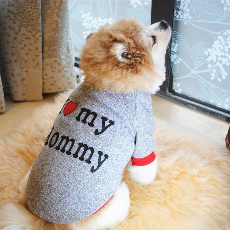 Dog Clothes Pet Autumn Winter Warm Lining Fleece Cute Sweet I Love My Mommy & Daddy Design Outfit Apparel for Small Dogs Cats Pug Yorkshire Chihuahua Pet Clothing Animals & Pet Supplies > Pet Supplies > Dog Supplies > Dog Apparel Keimprove   