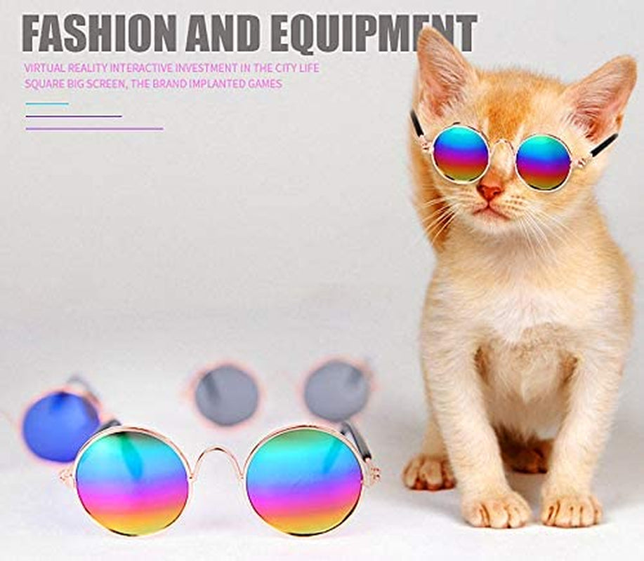 DPLUS Cool Stylish and Funny Cute Pet Sunglasses Pet Goggles - Glasses Set of 5 - Classic Retro Circular Metal Prince Sunglasses for Cat,Chihuahua or Small Dogs (Classic Retro) Animals & Pet Supplies > Pet Supplies > Dog Supplies > Dog Apparel Dplus   