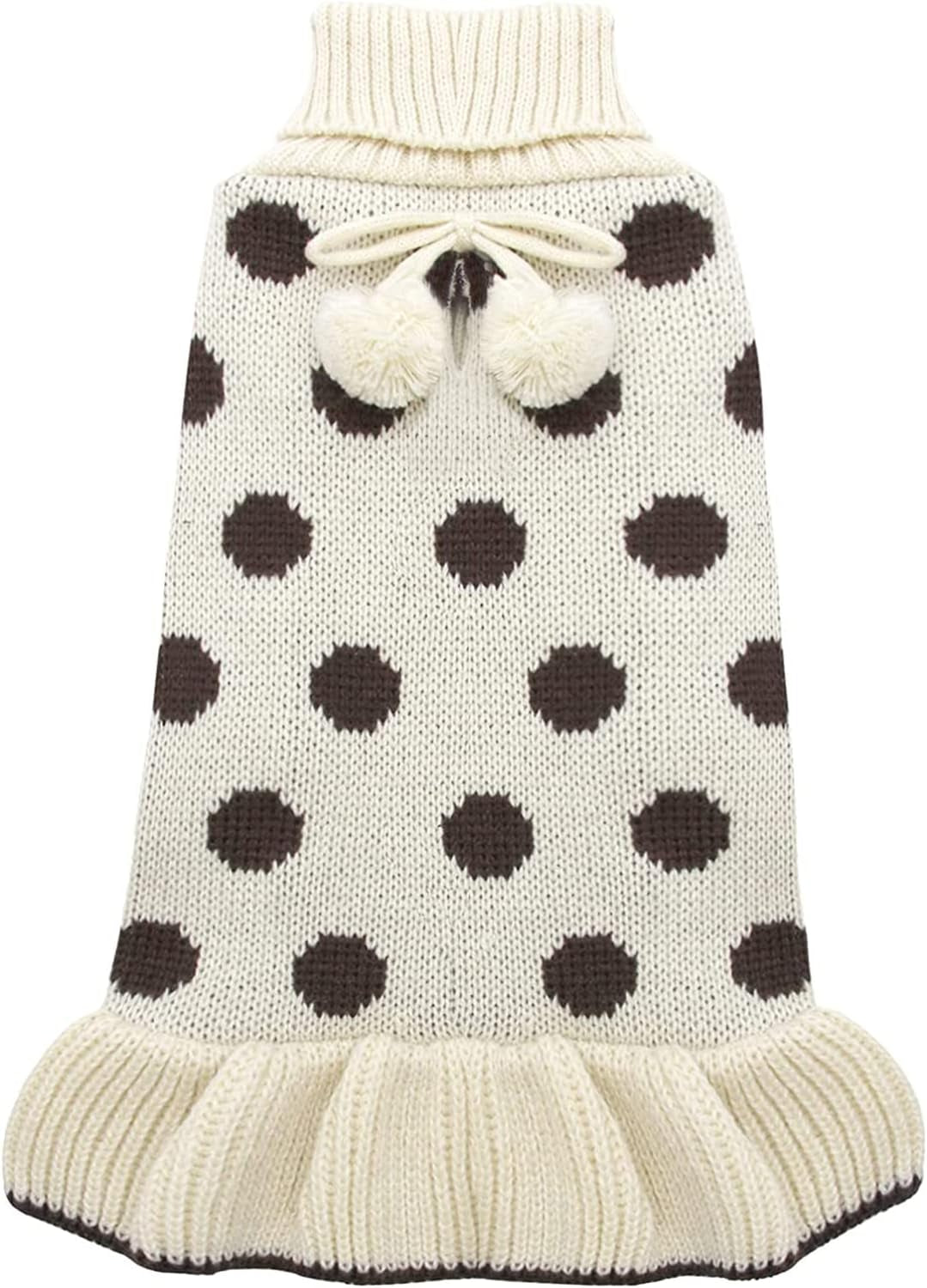 KYEESE Dog Sweaters with Leash Hole for Small Dogs Turtleneck Dog Sweater Dress Polka Dot Knit Pullover Doggie Sweater Warm Pet Sweater Animals & Pet Supplies > Pet Supplies > Dog Supplies > Dog Apparel kyeese Polkadot (Beige) Small (Pack of 1) 