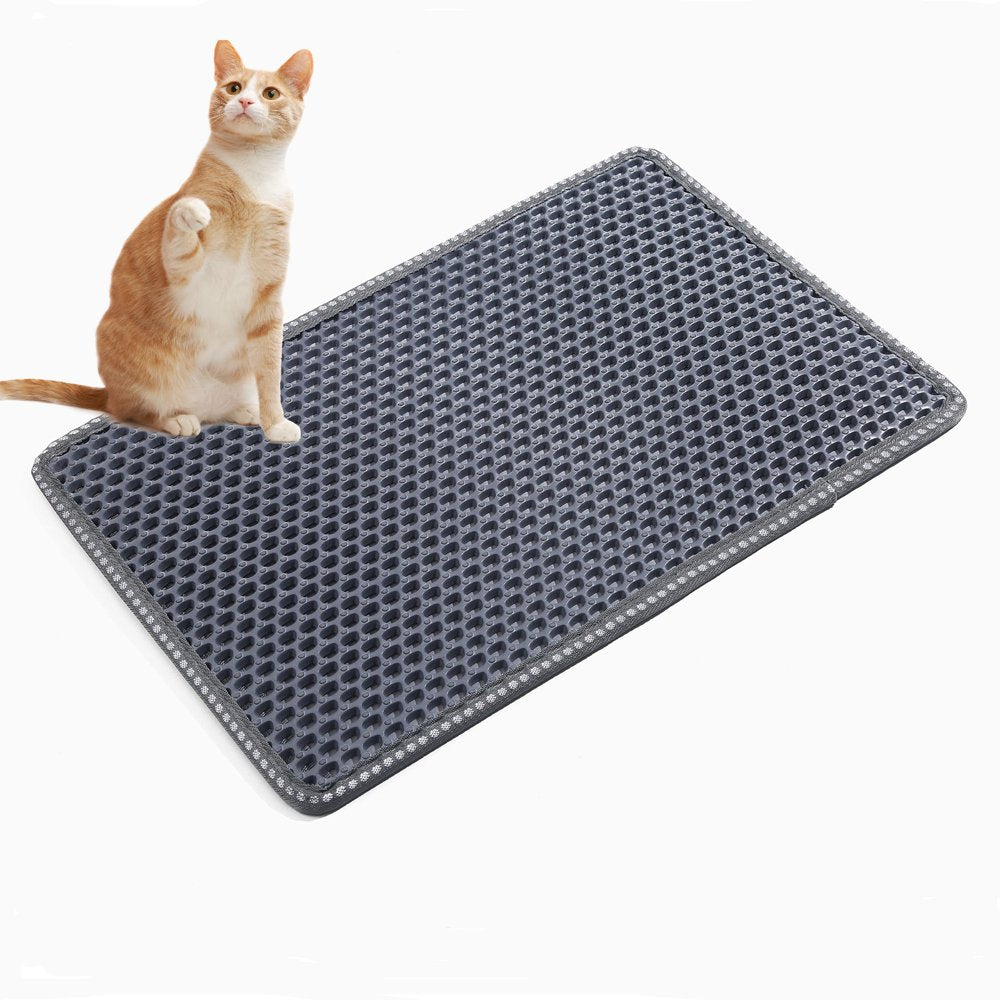 Cat Litter Mat, Litter Box Mat,Honeycomb Double Layer Trapping Litter Mat Design,Waterproof Urine Proof Kitty Litter Mat,Easy Clean Scatter Control 21" X 14" Black Animals & Pet Supplies > Pet Supplies > Cat Supplies > Cat Litter Box Mats Kaprolife Ltd Gray  