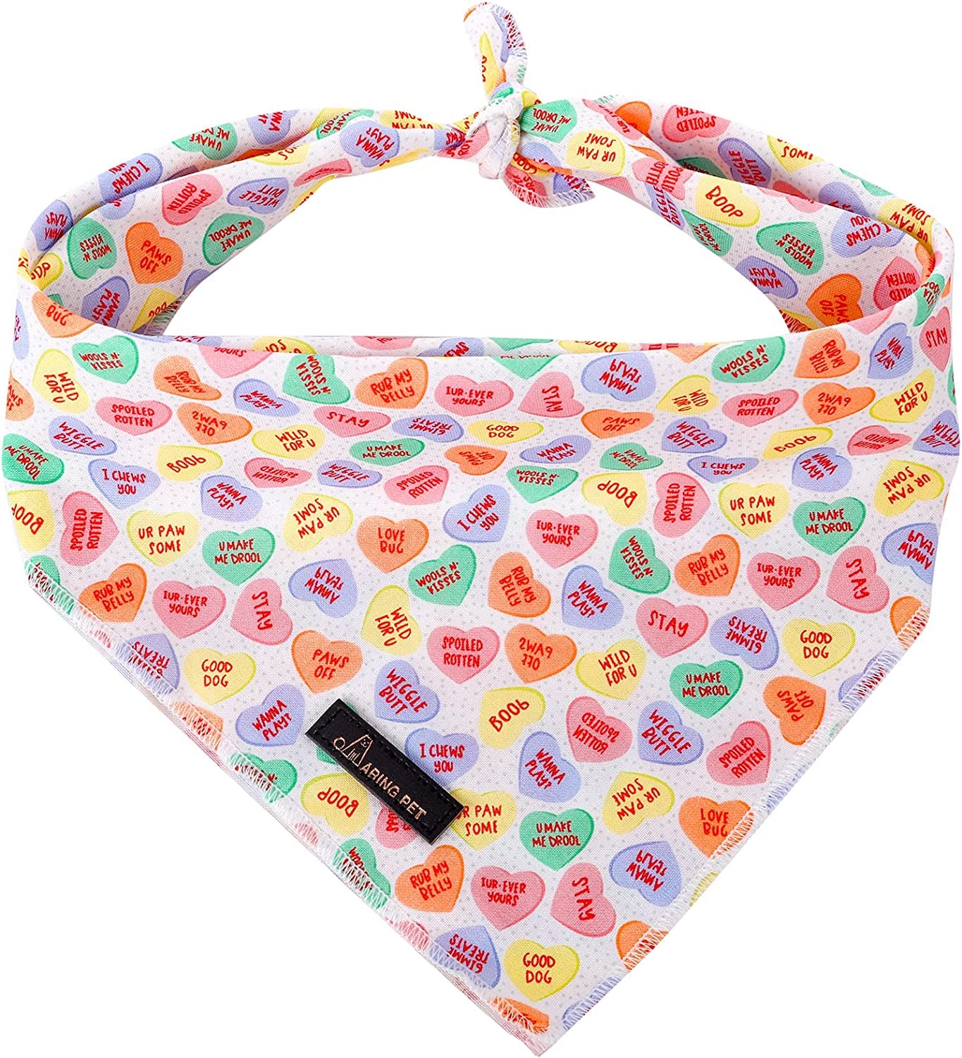 ARING PET St. Patrick'S Day Dog Bandana-Cute Clover Dog Bandana, Cotton Trefoil Dogs Scarf Triangle Bibs for Small to Large Boy Girl Dogs and Cats Animals & Pet Supplies > Pet Supplies > Dog Supplies > Dog Apparel ARING PET Candy heart Large (Pack of 1) 