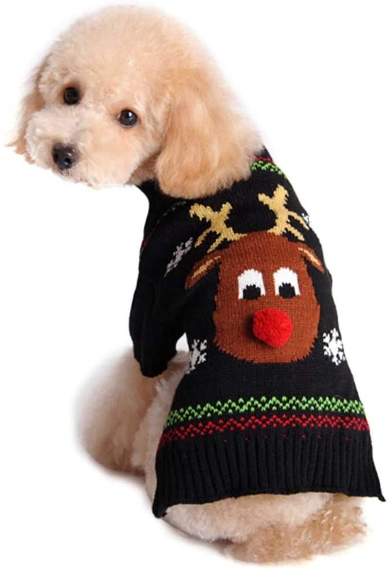 NIULA Dog Snow Sweaters Snowman Sweaters Xmas Dog Holiday Sweaters New Year Christmas Sweater Pet Clothes for Small Dog and Cat(Snowman,S) Animals & Pet Supplies > Pet Supplies > Dog Supplies > Dog Apparel Cuteboom 9-Red Nose 2X-Small 