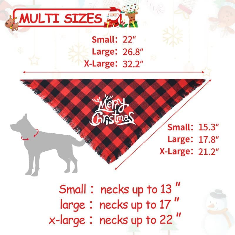 Malier 2 Pack Dog Bandana, Christmas Classic Buffalo Plaid Pattern with Tassels Edges Bandana, Pets Scarf Triangle Bibs Kerchief Bandana Costume Accessories for Small Medium Large Dogs Cats (Large) Animals & Pet Supplies > Pet Supplies > Dog Supplies > Dog Apparel Malier   