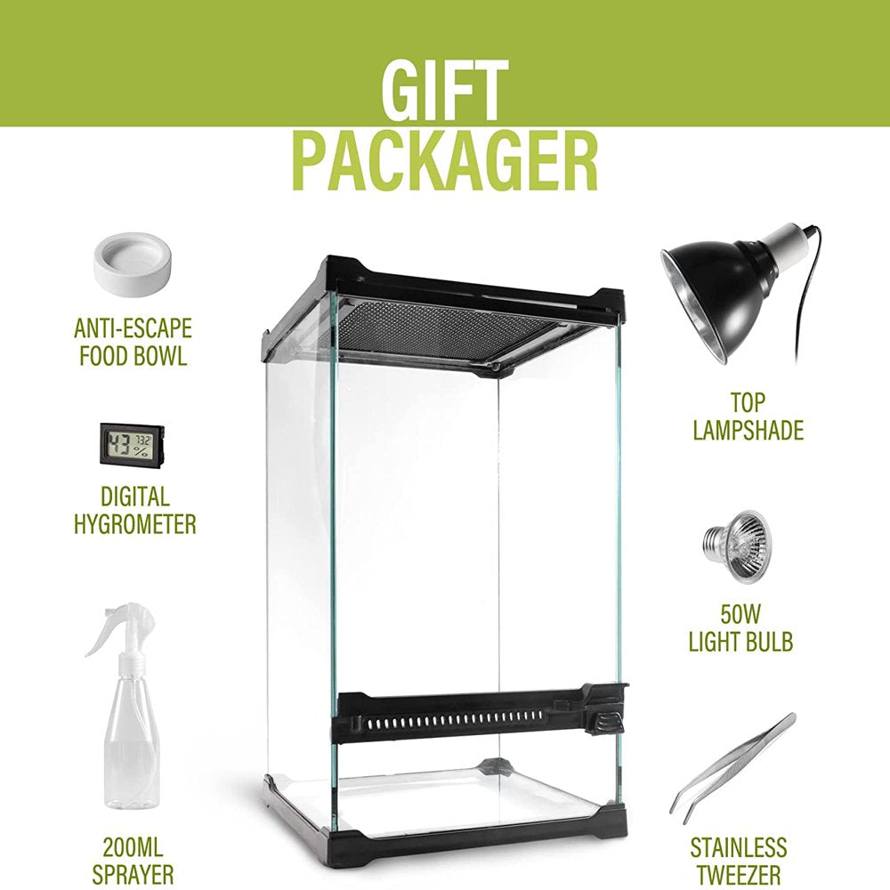 FSROLTPI Reptile Tall Glass Terrarium, Vertical Tank Starter Kit, 8X8X12In Mini Front Open Door Cage, Full View Screen Habitat Ventilation Enclosure for Small Chameleon Snake Lizard Animals & Pet Supplies > Pet Supplies > Reptile & Amphibian Supplies > Reptile & Amphibian Substrates FSROLTPI   