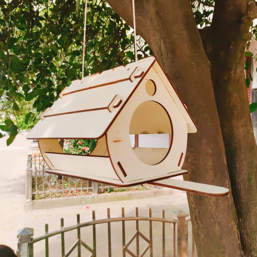 Baywell Bird Nest Box, 11.4"*11.4*1.18" Natural Wood Breeding Box, Garden Bird Cage Wood House with Bird Stand, outside Cage Accessories Animals & Pet Supplies > Pet Supplies > Bird Supplies > Bird Cages & Stands Baywell   