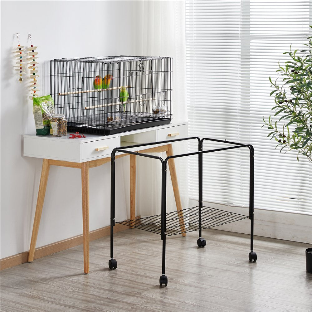 Smilemart 47" Metal Bird Cage with Slide-Out Tray and Rolling Stand, Black Animals & Pet Supplies > Pet Supplies > Bird Supplies > Bird Cages & Stands SmileMart   