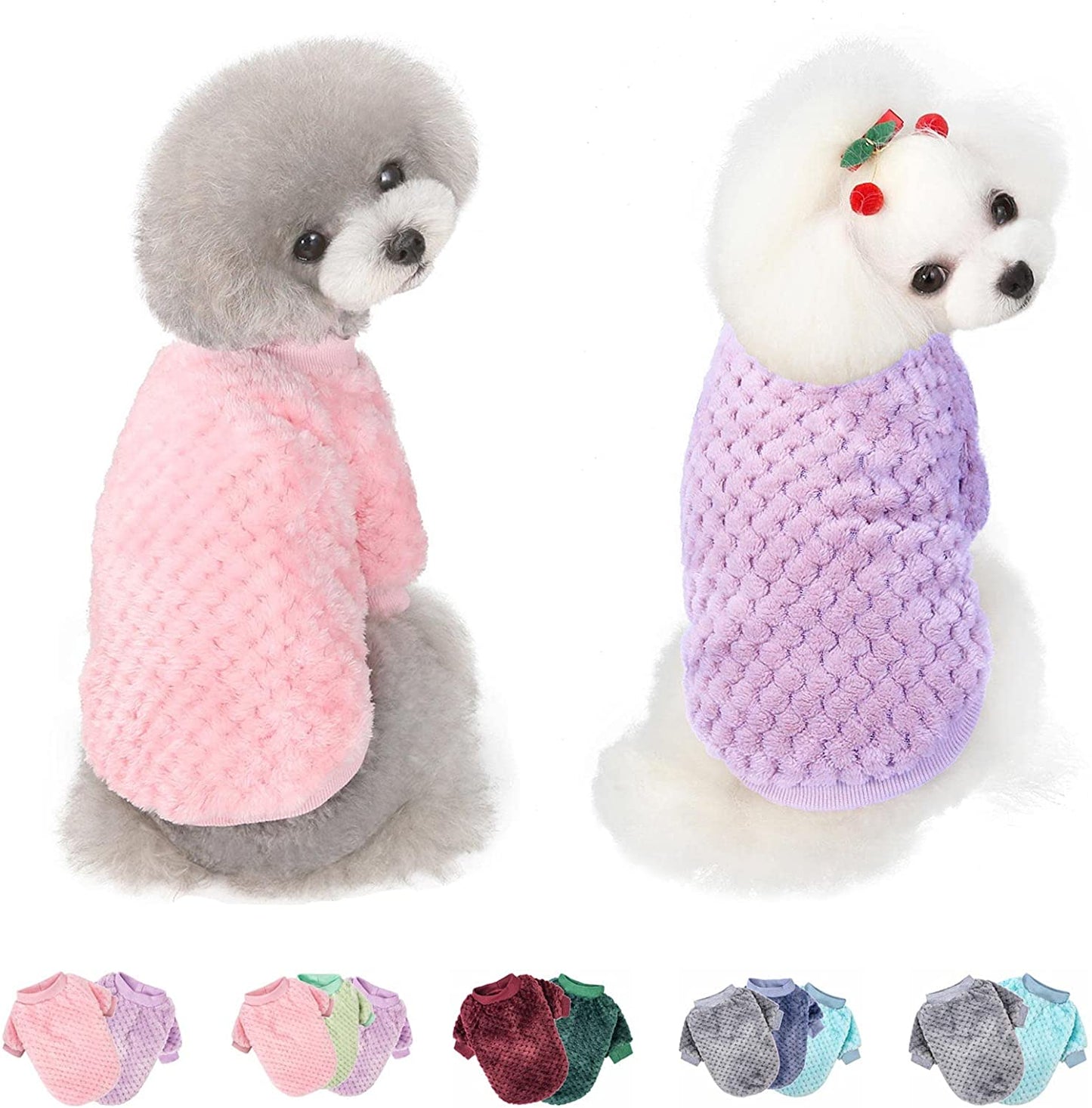 Dog Sweater, 3 Pack Dog Sweaters for Small Medium Dogs or Cat, Warm Soft Flannel Pet Clothes for Dogs Girl or Boy, Dog Shirt Coat Jacket (Small, Pink+Purple+Light Green) Animals & Pet Supplies > Pet Supplies > Dog Supplies > Dog Apparel POMIU Pink+Purple X-Small 