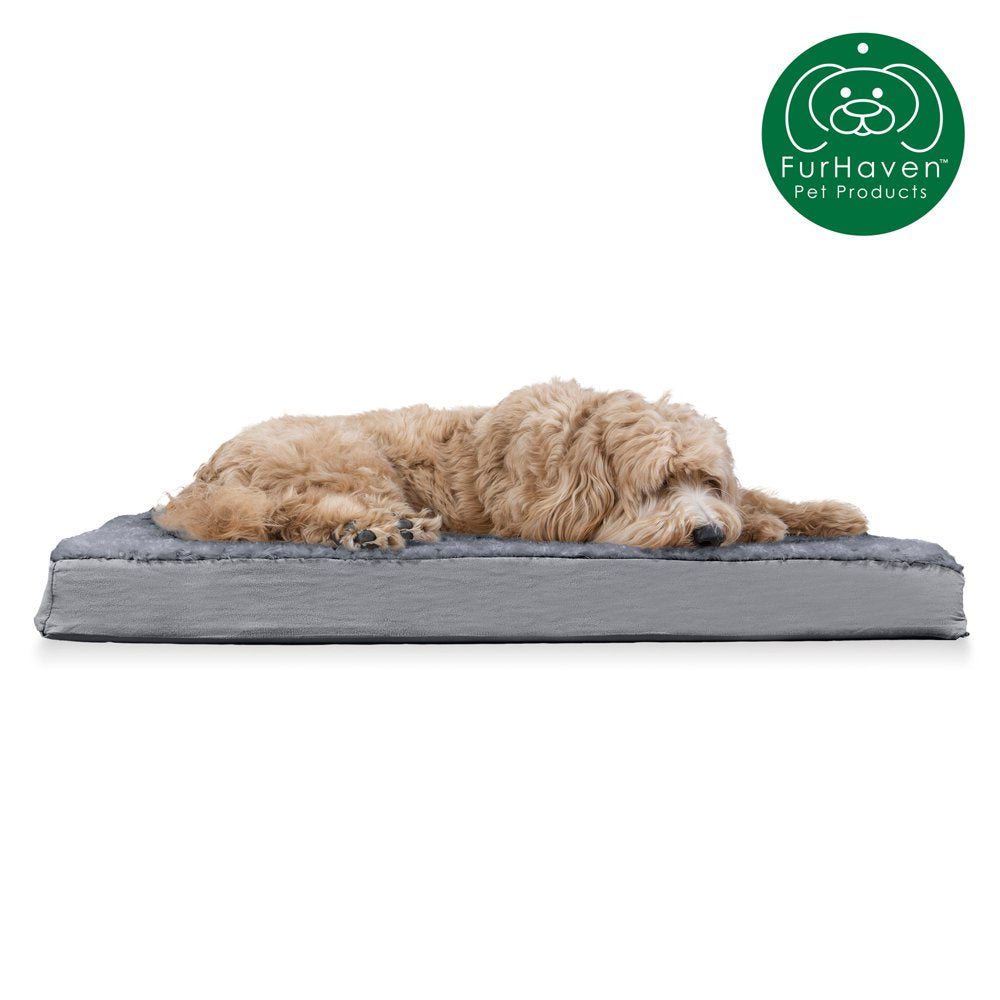 Furhaven Pet Products | Deluxe Memory Foam Ultra Plush Mattress Pet Bed for Dogs & Cats, Chocolate, Jumbo Animals & Pet Supplies > Pet Supplies > Cat Supplies > Cat Beds FurHaven Pet Cooling Gel Foam L Gray