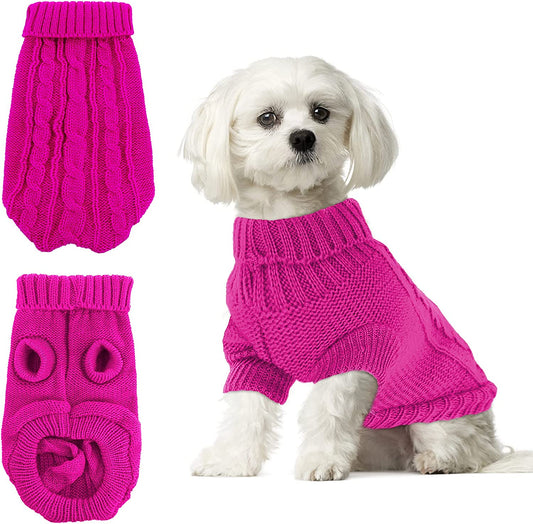 Cobee Dog Sweaters for Small Dogs, Classic Solid Color Knitwear Winter Male/Female Dog Clothes Warm Puppy Coat Pet Costume Clothing for Small Dog Cute Christmas Pet Sweater(M Size, Rose Red) Animals & Pet Supplies > Pet Supplies > Dog Supplies > Dog Apparel cobee L Size, Rose Red  