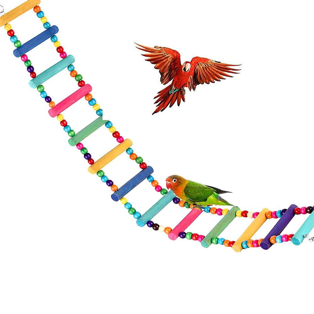 Pet Enjoy Bird Ladder with Colorful Beads,Parrot Crawling Rainbow Bridge Wooden Stand,Funny Perch Trainning Bird Swing Toys Animals & Pet Supplies > Pet Supplies > Bird Supplies > Bird Ladders & Perches Pet Enjoy Style#7 Multicolor 