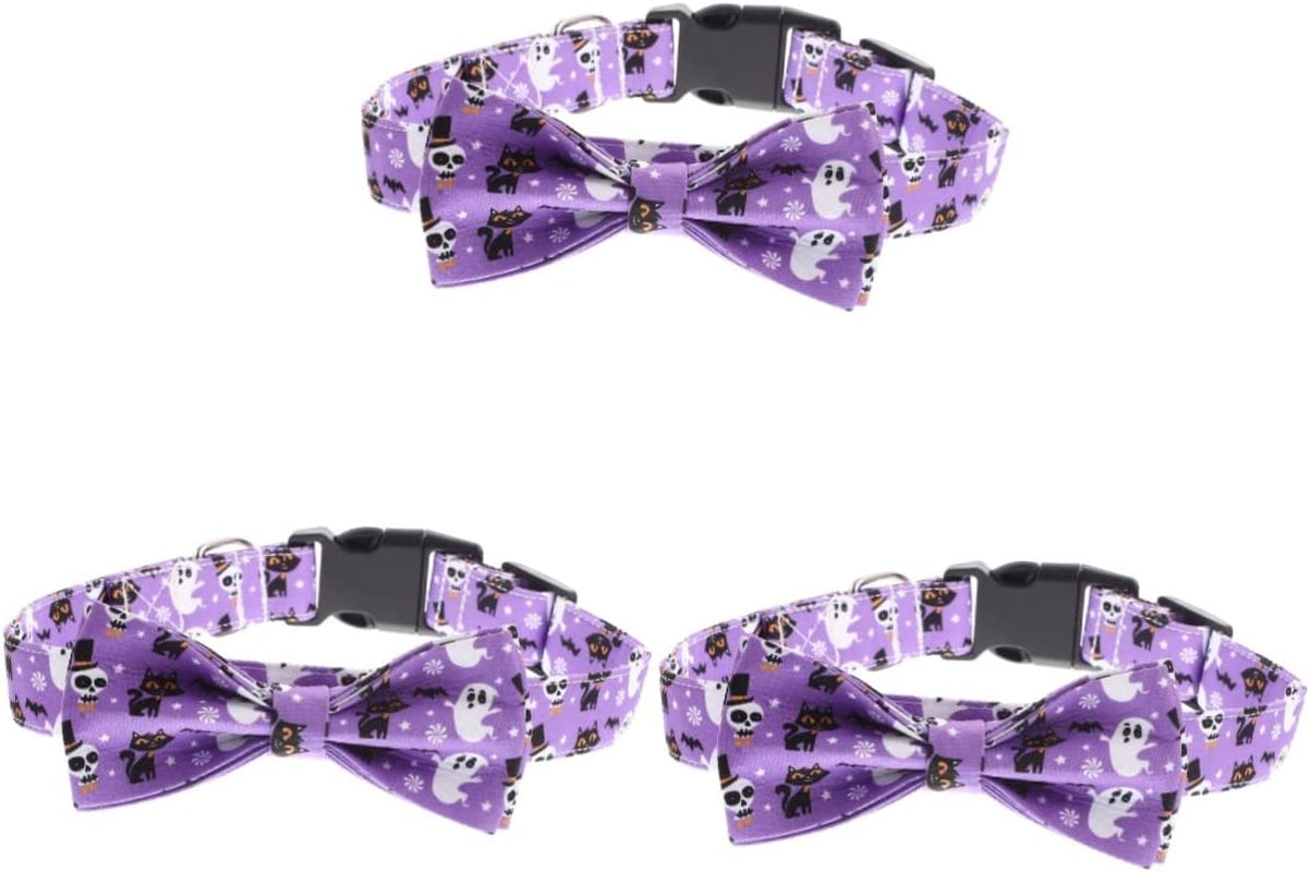 Generic 4Pcs Cat Decor Themed Collar Neckwear Pets Medium Collars Bowtie Bow Cats Fancy Designed Halloween Dog Photo for Removable Pet Comfortable Cute Decorative Adjustable Ties Purple Animals & Pet Supplies > Pet Supplies > Dog Supplies > Dog Apparel generic Purplex3pcs 50X2.5X1CMx3pcs 