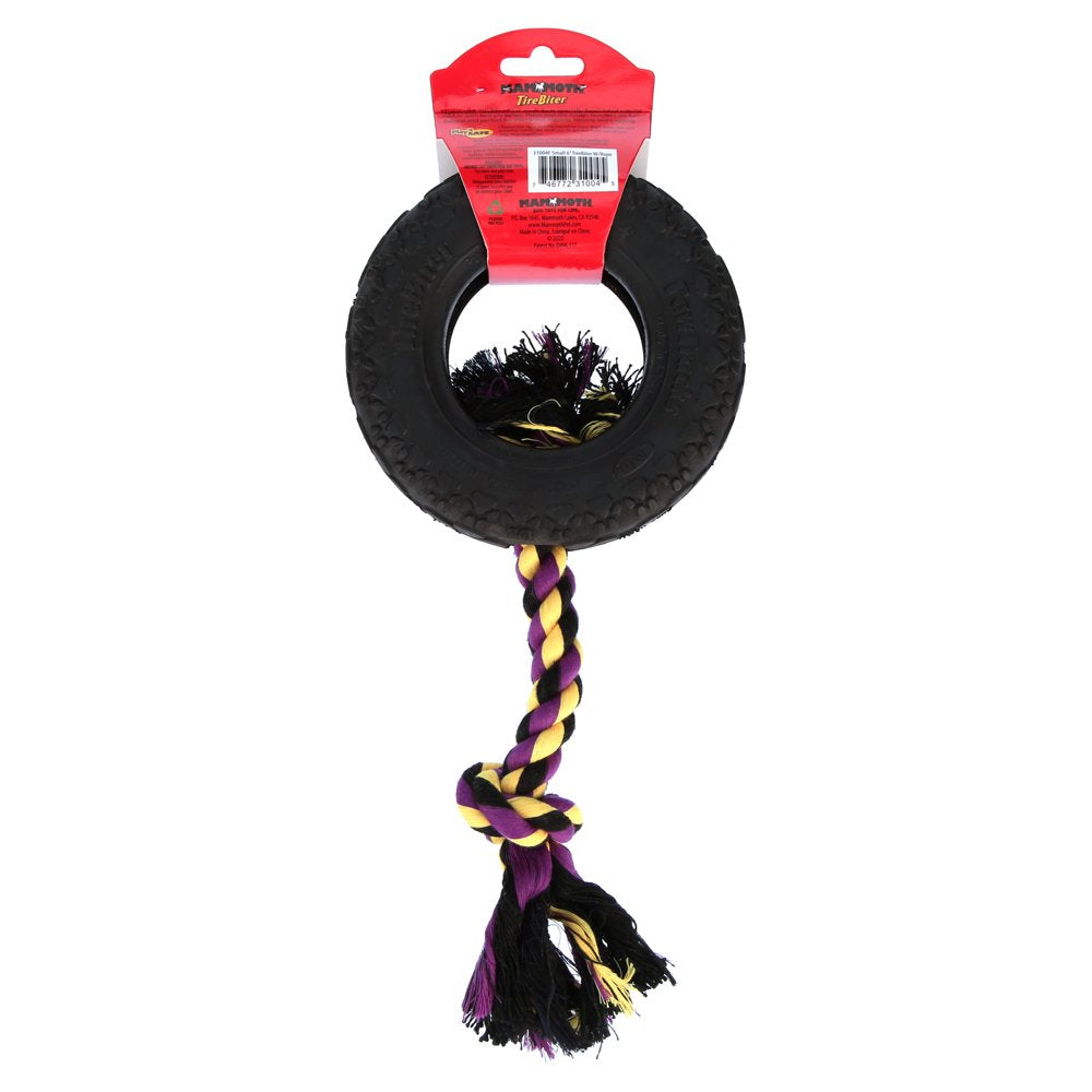 Mammoth Tirebiter Rubber Tire Dog Toy with Rope, Small, 6'' Animals & Pet Supplies > Pet Supplies > Dog Supplies > Dog Toys PHILLIPS PET FOOD SUPPLY   