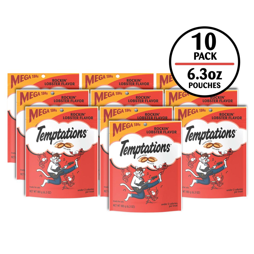 TEMPTATIONS Classic, Crunchy and Soft Cat Treats, Rockin’ Lobster Flavor, 6.3 Oz. Pouch