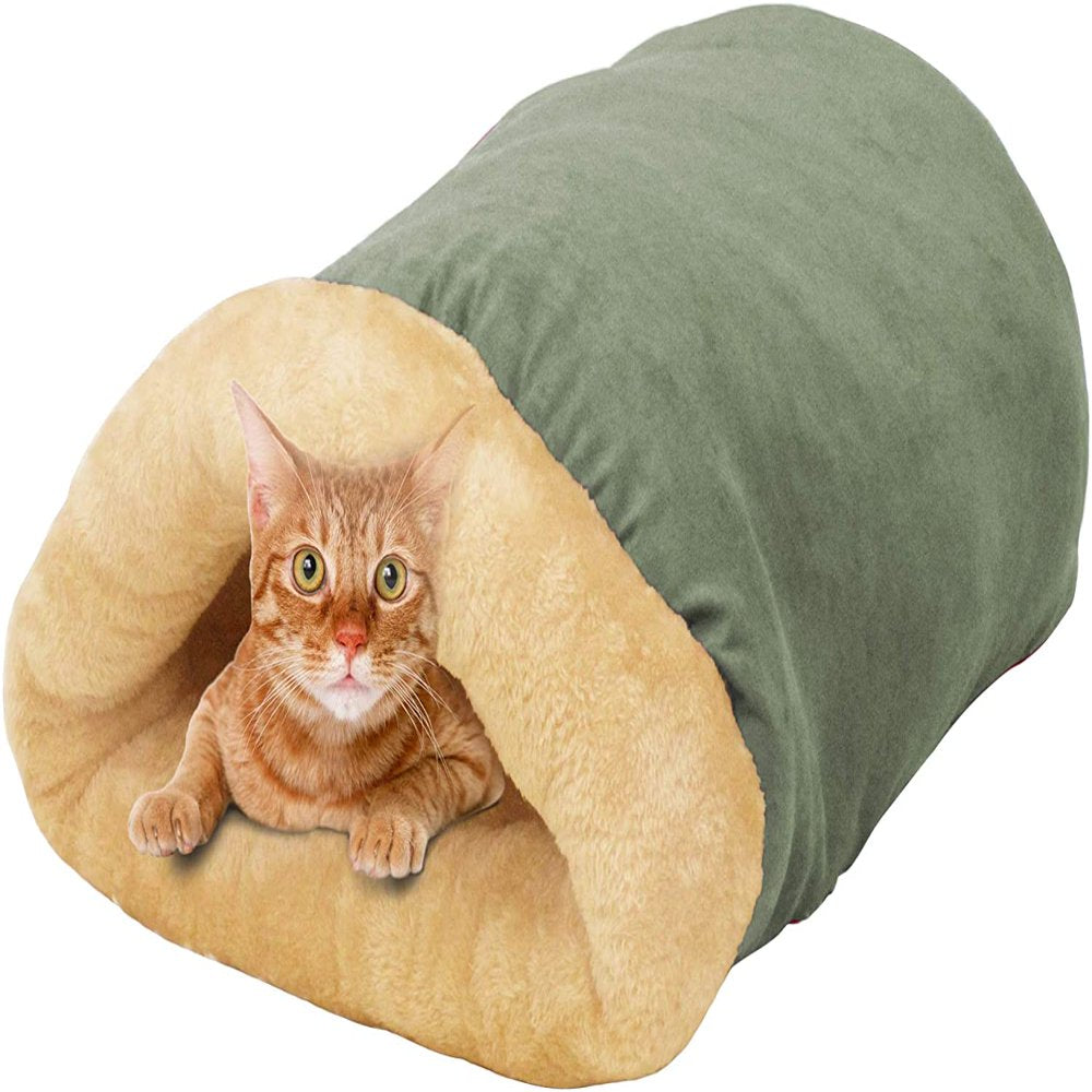 GOOPAWS 4 in 1 Self Warming Burrow Covered Cat & Dog Bed, Pet Hideway Sleeping Cuddle Cave Animals & Pet Supplies > Pet Supplies > Cat Supplies > Cat Beds Jespet Coffee  