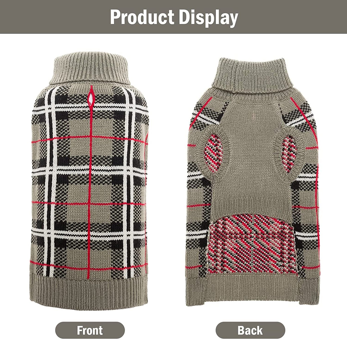 PUPTECK Classic Plaid Style Dog Sweater - Puppy Festive Winter Cloth Animals & Pet Supplies > Pet Supplies > Dog Supplies > Dog Apparel Beibao   