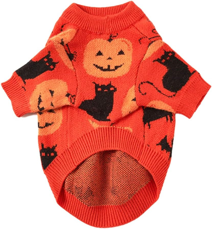 NACOCO Dog Sweater Pumpkin Pet Sweaters Halloween Holiday Party for Cat and Puppy (S) Animals & Pet Supplies > Pet Supplies > Dog Supplies > Dog Apparel NACOCO Yellow XL 