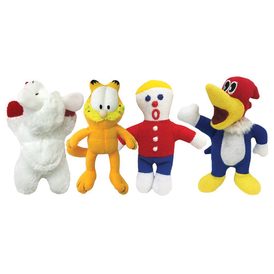 Multipet Mr. Bill, Garfield, Lamb Chop, Wood Woodpecker Plush Cat Toy Assortment