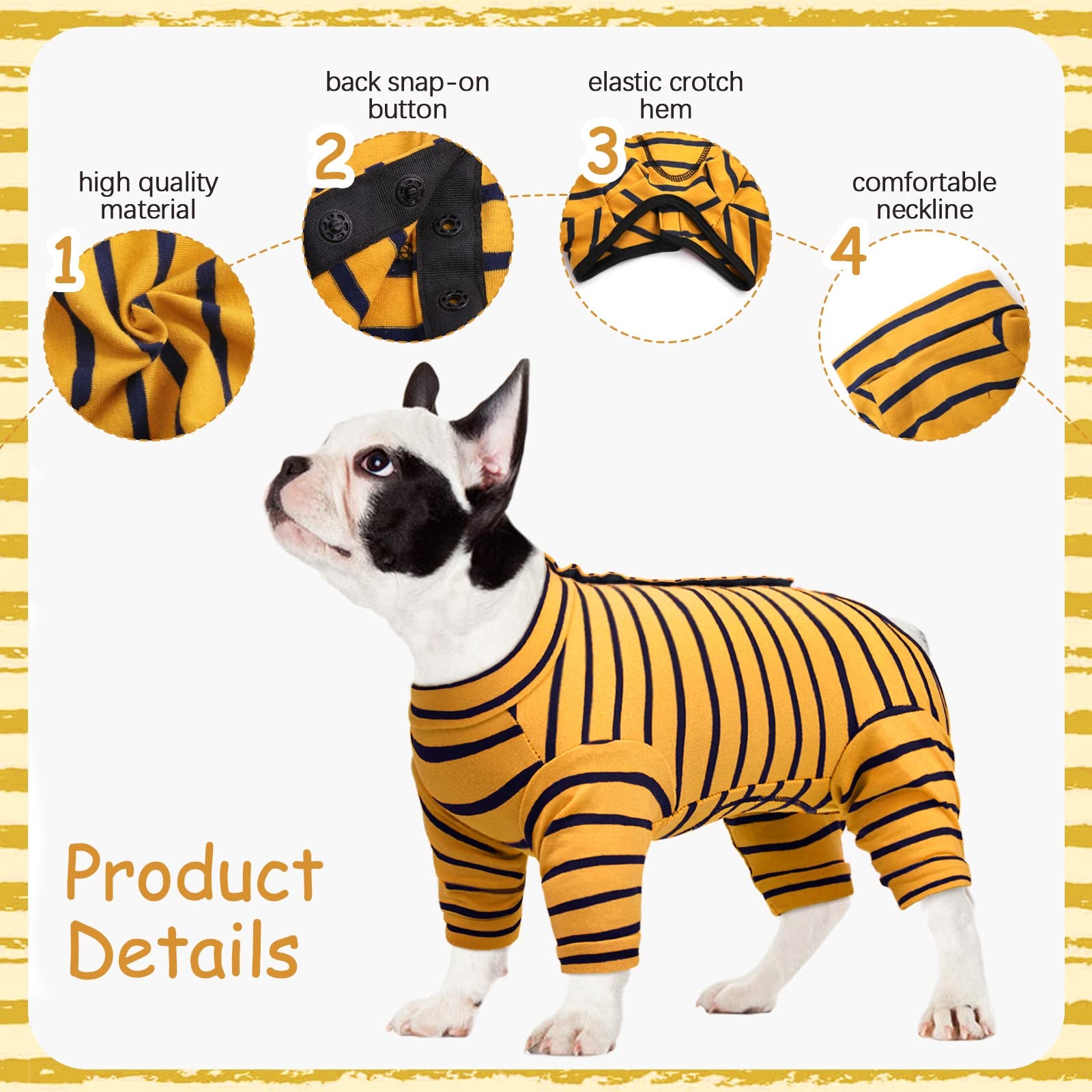 ROZKITCH Dog Onesie Recovery Suit, Puppy after Surgery Long Sleeve Shirt for Shedding Skin Disease Wound Protection, Pet Pajamas Anti-Licking Cone Alternative for Small Medium Cats Dogs