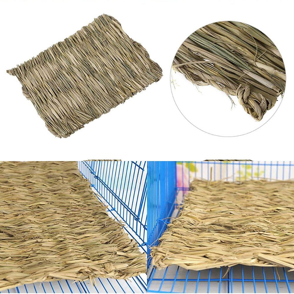 Hay Mat Animal Chewing Toy Bed Natural Woven Grass Mats Multifunctional Comfortable Safe Bunny Bedding Nest for Guinea Pig Parrot Rabbit Animals & Pet Supplies > Pet Supplies > Small Animal Supplies > Small Animal Bedding ALLOMN   