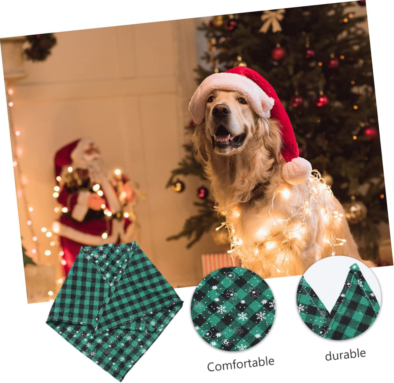 Mipcase 1Pc Green Pets Reversible Plaid Cotton Xmas Pet Snowflake Dog Bandana Accessories Printed Costume Scarf Scarfs Decor Puppy Petsgreen Neck Bibs Medium Triangle Puppies Towel For Animals & Pet Supplies > Pet Supplies > Dog Supplies > Dog Apparel Mipcase   