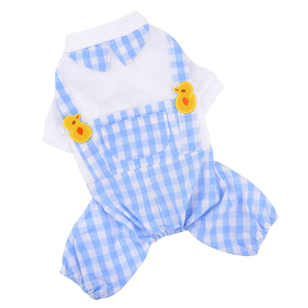 SELMAI Pet Overalls Outfits Puppy Clothes for Small Medium Dogs Boy Girls Summer Shirts with Plaid Pants Jumpsuits One Piece 4 Legs Apparel for Cats Yorkie Chihuahua Animals & Pet Supplies > Pet Supplies > Cat Supplies > Cat Apparel SELMAI   