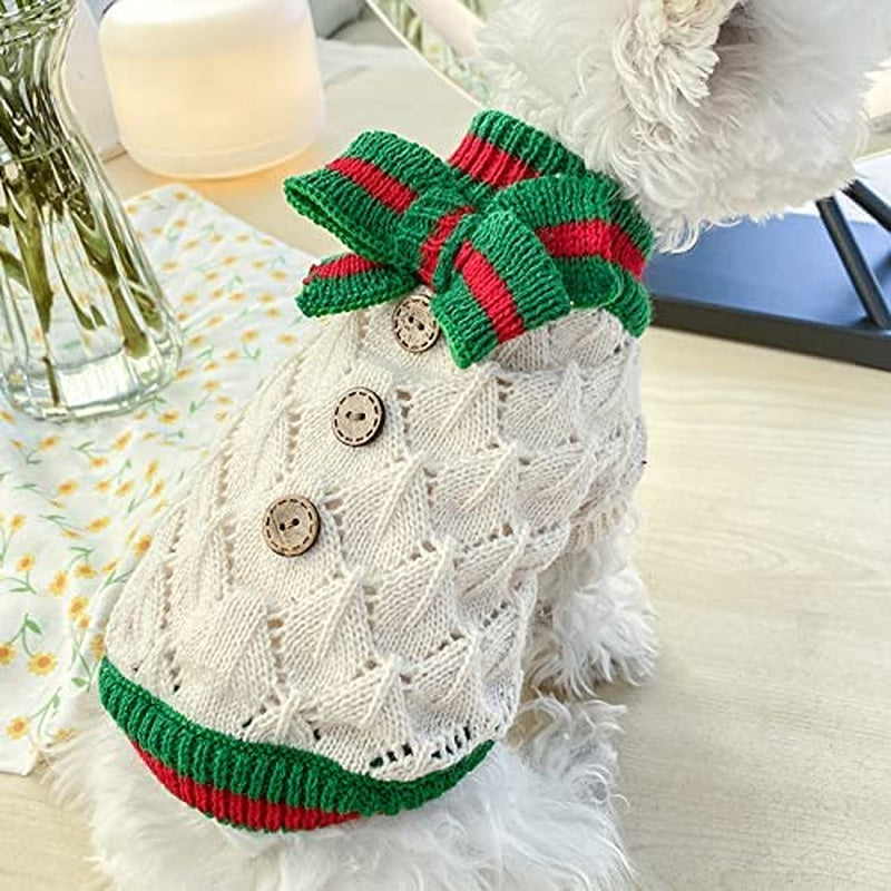 Plemonet Pet Dog Clothes Sweater Dress Knitwear Bowtie Soft Thickening Warm Pup Dogs Shirt Winter Holiday (Large) Animals & Pet Supplies > Pet Supplies > Dog Supplies > Dog Apparel Plemonet   