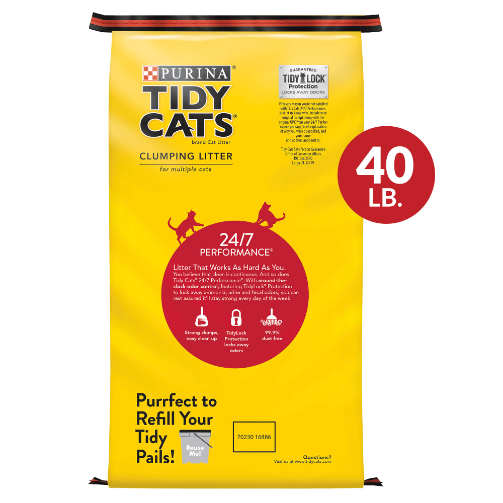 Purina Tidy Cats Clumping Cat Litter, 24/7 Performance Multi Cat Litter, 40 Lb. Bag Animals & Pet Supplies > Pet Supplies > Cat Supplies > Cat Litter Nestlé Purina PetCare Company   