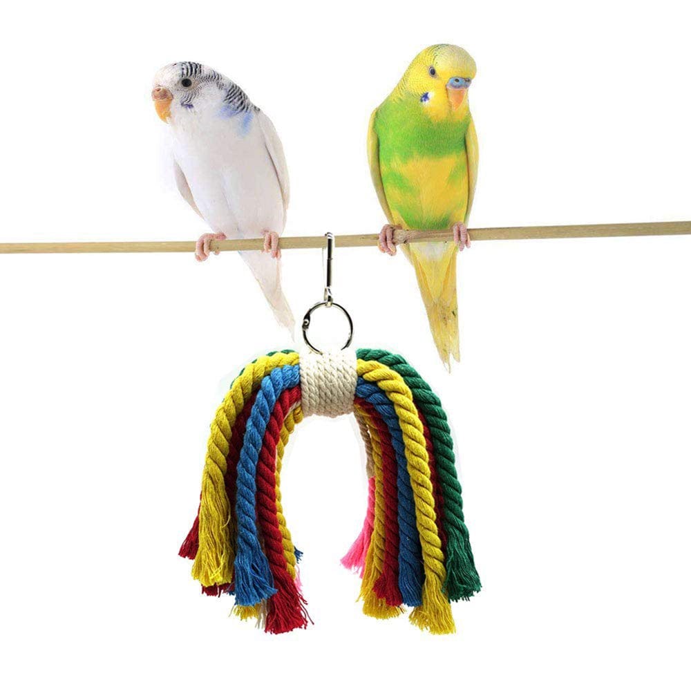 7Pcs Wooden Beads Bell Swing Ladder Bird Parakeet Hanging Perch Parrot Pet Toy Animals & Pet Supplies > Pet Supplies > Bird Supplies > Bird Ladders & Perches duixinghas   