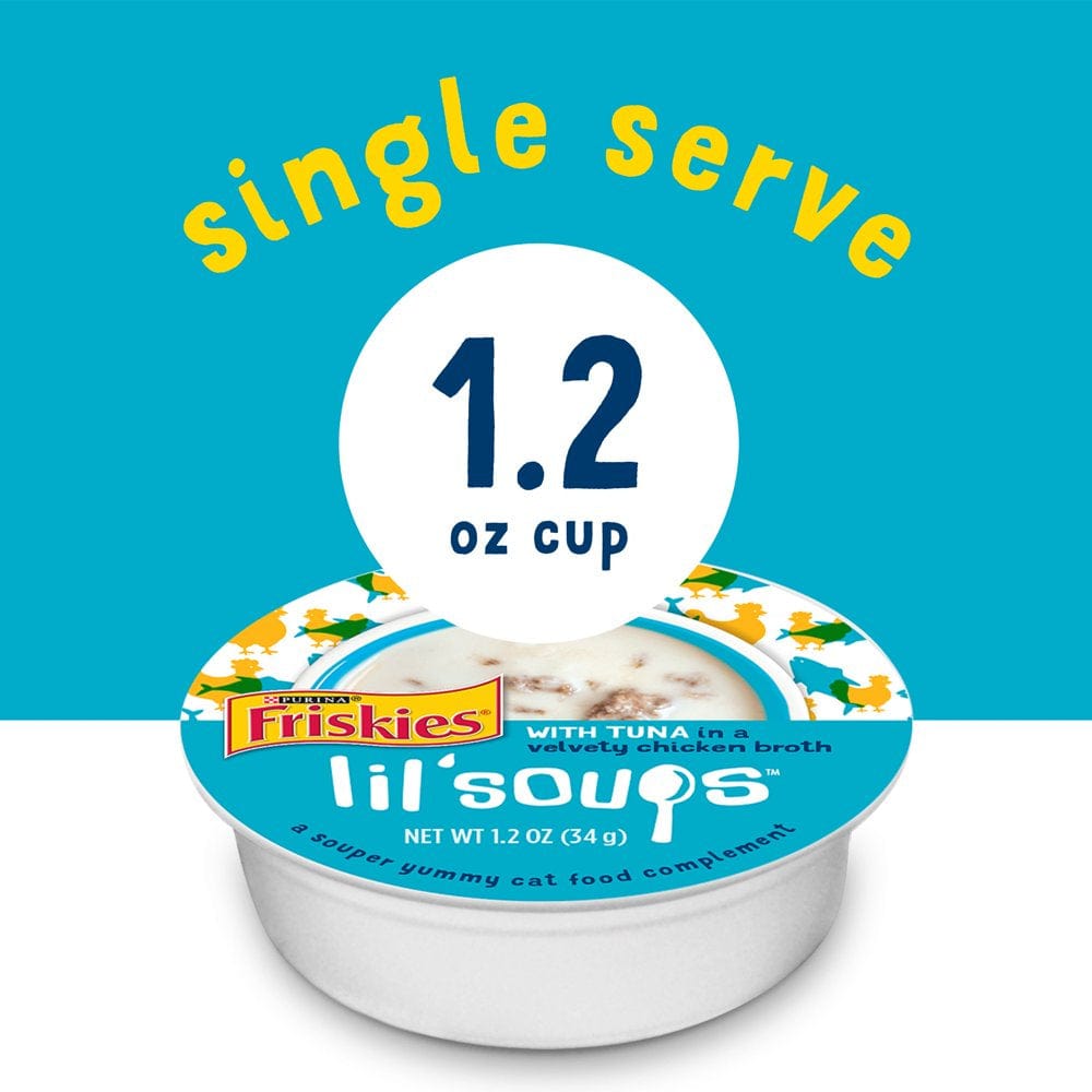 (8 Pack) Friskies Natural, Grain Free Wet Cat Food Complement, Lil' Soups with Tuna in Chicken Broth, 1.2 Oz. Cups Animals & Pet Supplies > Pet Supplies > Cat Supplies > Cat Treats Nestlé Purina PetCare Company   