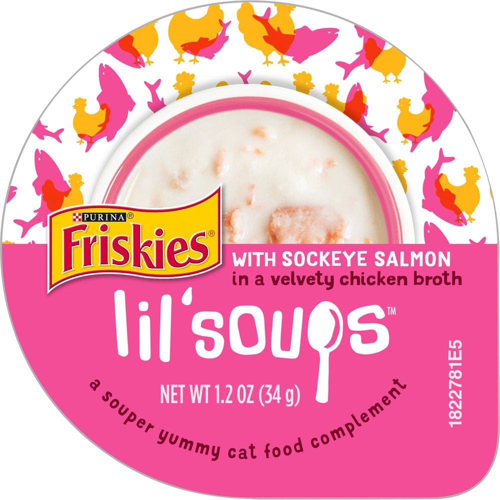 (8 Pack) Friskies Natural, Grain Free Wet Cat Food Complement, Lil' Soups with Tuna in Chicken Broth, 1.2 Oz. Cups Animals & Pet Supplies > Pet Supplies > Cat Supplies > Cat Treats Nestlé Purina PetCare Company Sockeye Salmon 1 