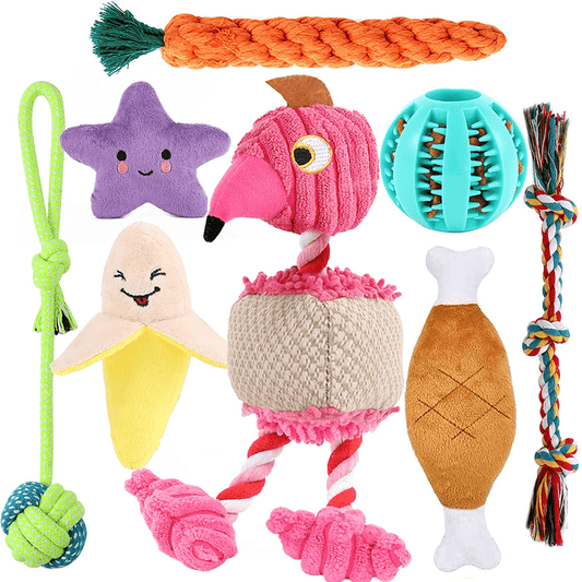 8 Pack Puppy Toys, Squeaky Plush Dog Toys for Small Dogs, Cute Puppy Teething Chew Toy, Indestructible IQ Treat Ball and Safe Ropes Toys Animals & Pet Supplies > Pet Supplies > Dog Supplies > Dog Toys LOYEE 8 Pack  