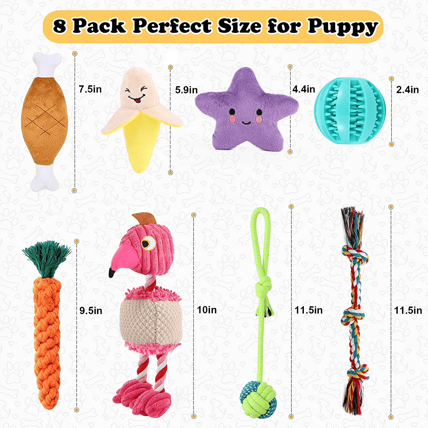 8 Pack Puppy Toys, Squeaky Plush Dog Toys for Small Dogs, Cute Puppy Teething Chew Toy, Indestructible IQ Treat Ball and Safe Ropes Toys Animals & Pet Supplies > Pet Supplies > Dog Supplies > Dog Toys LOYEE   