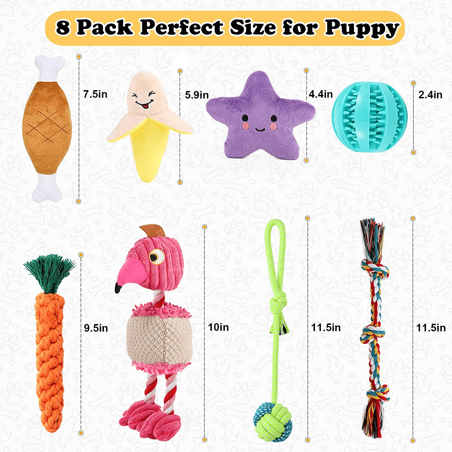 Dog Toys  Pack of 8 Dog Chew and Plush Dog Toy – Ollypet