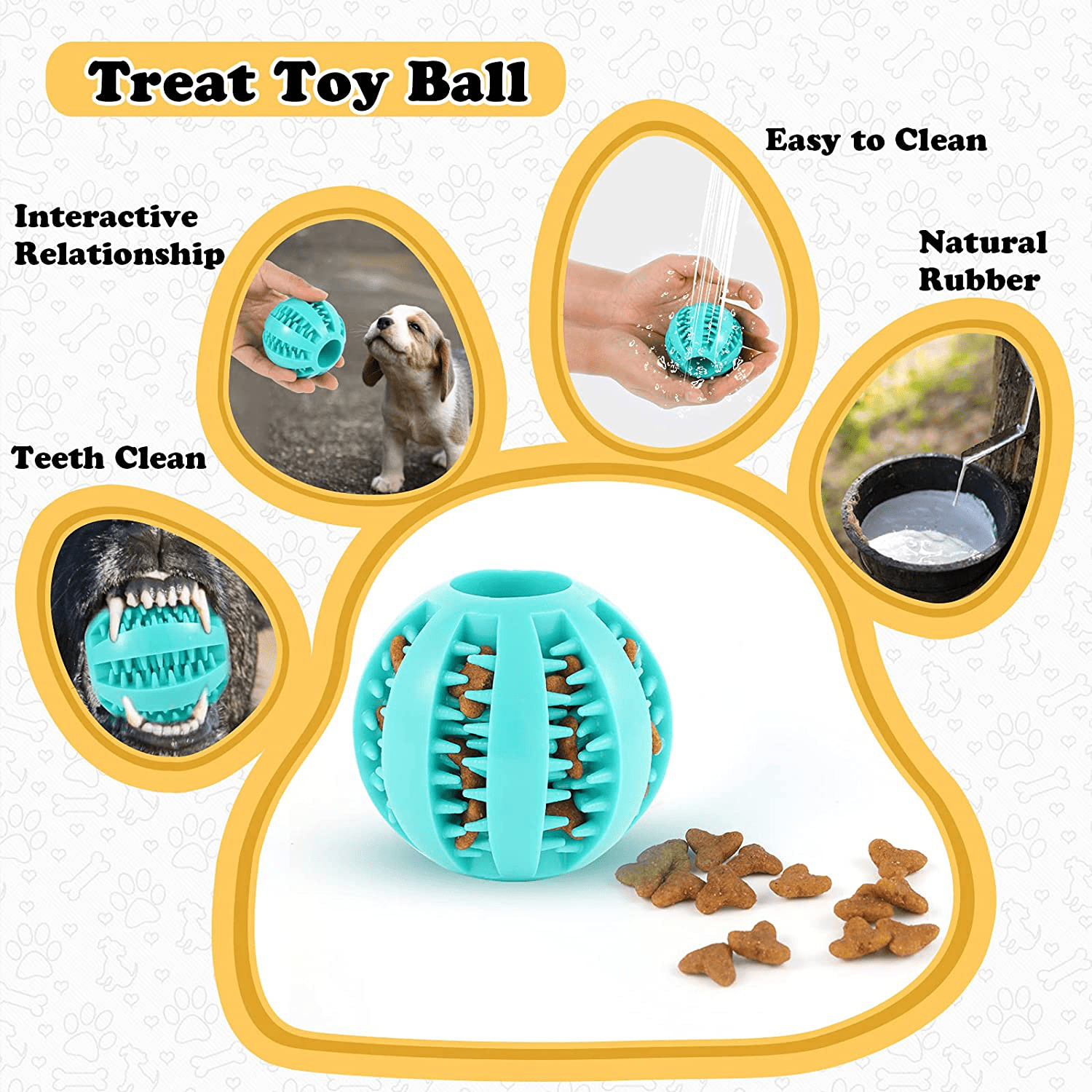 HGB 2 Pack Dog Toy Ball, Durable IQ Puzzle Chew Toys for Treat Dispensing,  Puppy Teething, Dog Enrichment Toys for Teeth Cleaning, Pet Training
