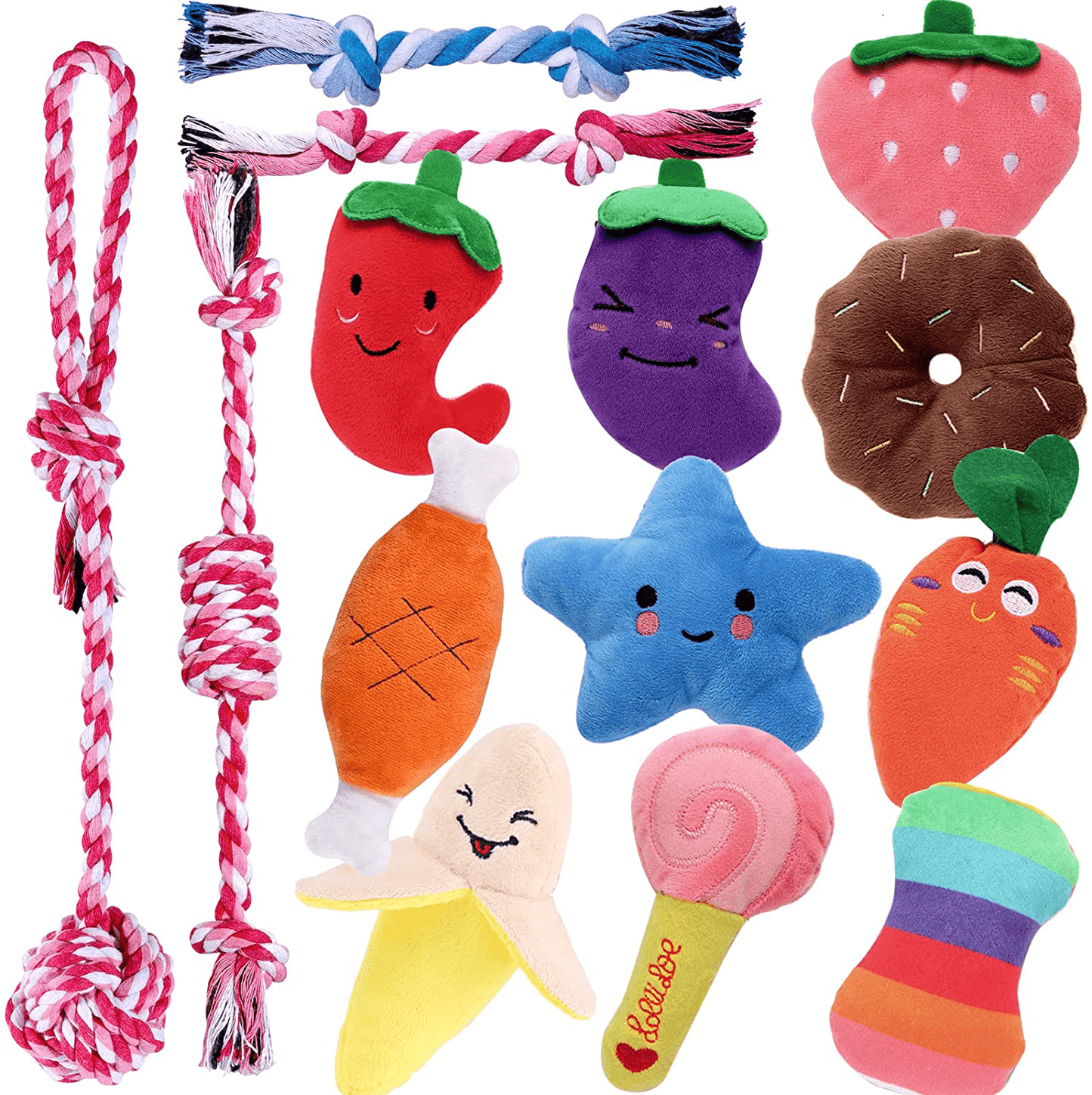 8 Pack Puppy Toys, Squeaky Plush Dog Toys for Small Dogs, Cute Puppy Teething Chew Toy, Indestructible IQ Treat Ball and Safe Ropes Toys Animals & Pet Supplies > Pet Supplies > Dog Supplies > Dog Toys LOYEE 14 Pack  