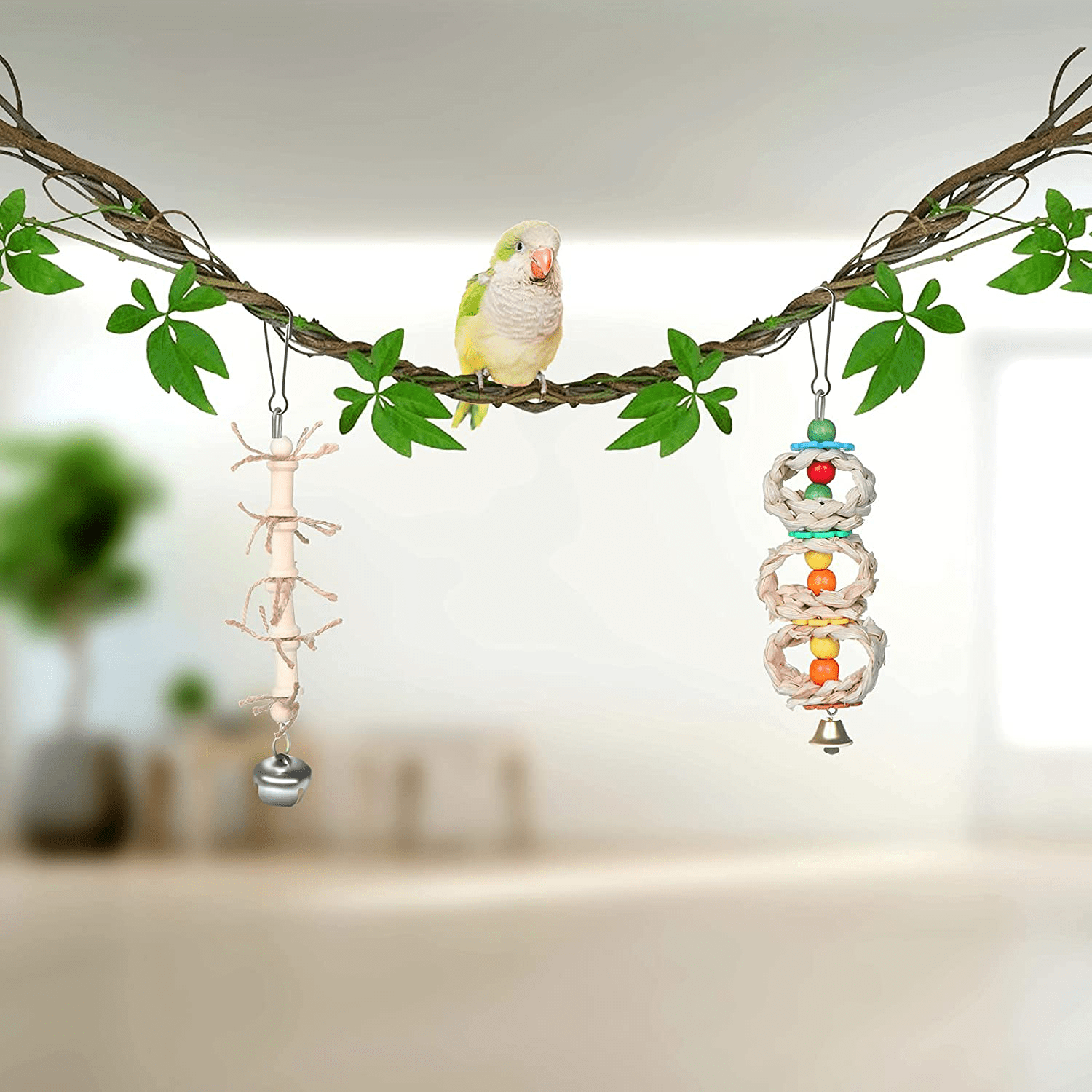 8 Packs Bird Swing Chewing Toys, Parrots Toys Bird Cage Toys Set Hammock Bell Swing Ladder Perch Chewing Toys for Smaller Birds Animals & Pet Supplies > Pet Supplies > Bird Supplies > Bird Ladders & Perches LOCOLO   