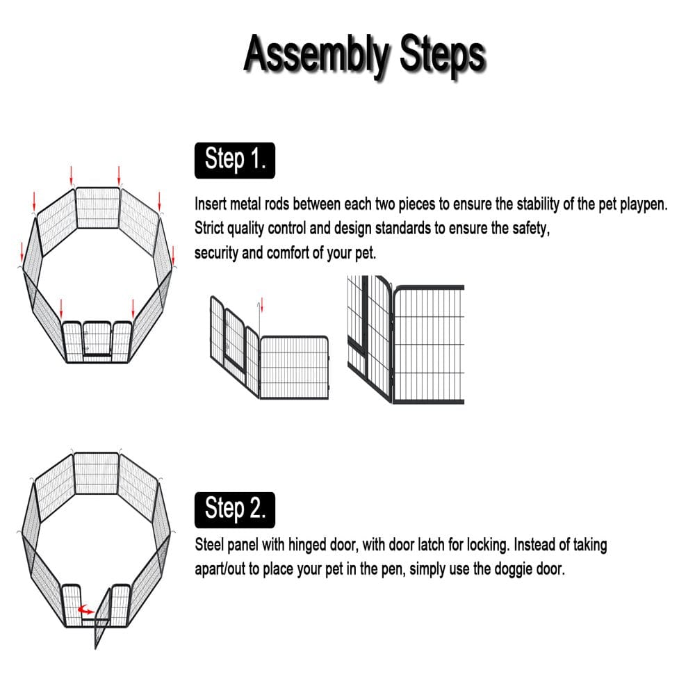 8-Panels Large Indoor Metal Puppy Dog Run Fence / Iron Pet Dog Playpen, Portable Outdoor Foldining Pet Playpen Animals & Pet Supplies > Pet Supplies > Dog Supplies > Dog Kennels & Runs HOMEFUL   
