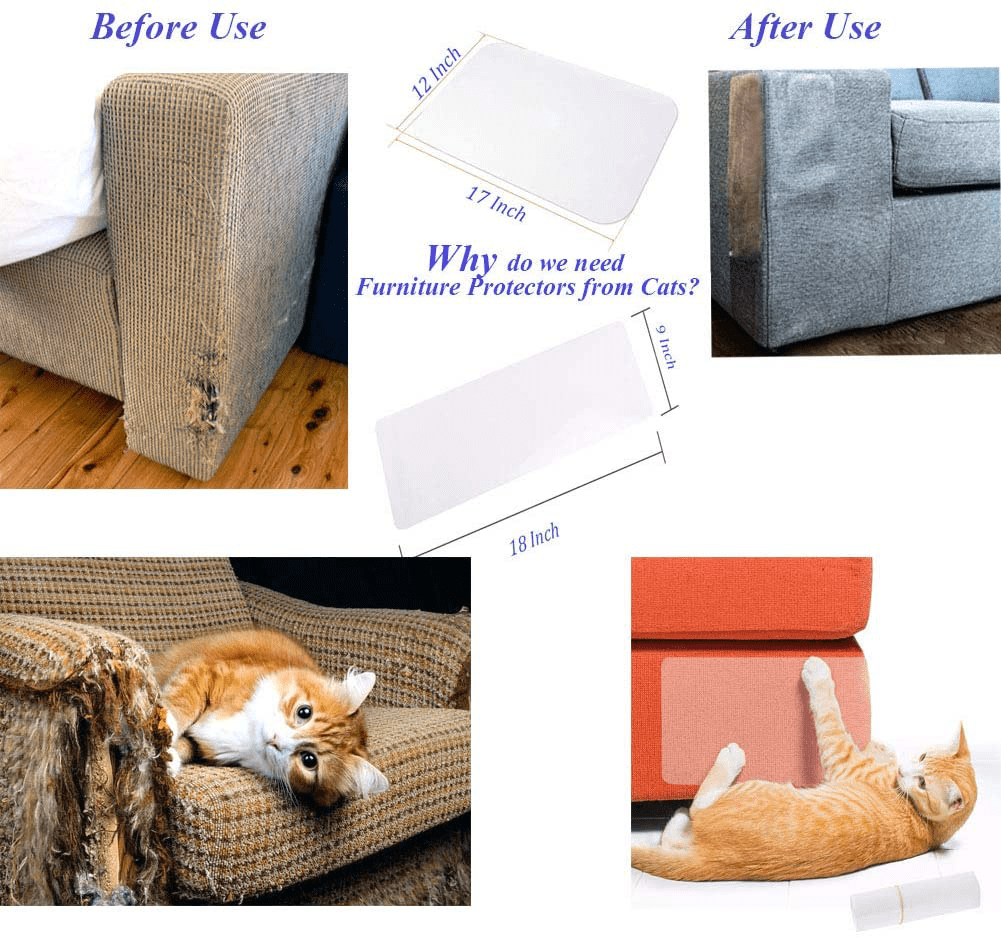 8 Pcs Furniture Protectors from Cats, Cat Scratch Deterrent, Couch Protector 4 Pack X-Large (17"L 12"W) + 4 Pack Large (18"L 9"W) Cat Repellent for Furniture, Stop Pets from Scratching Furniture Couch