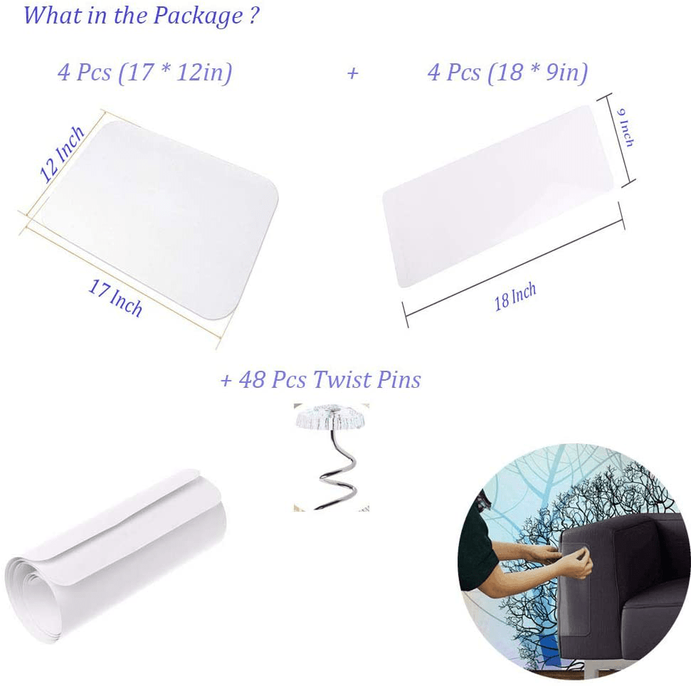 8 Pcs Furniture Protectors from Cats, Cat Scratch Deterrent, Couch Protector 4 Pack X-Large (17"L 12"W) + 4 Pack Large (18"L 9"W) Cat Repellent for Furniture, Stop Pets from Scratching Furniture Couch Animals & Pet Supplies > Pet Supplies > Cat Supplies > Cat Furniture CAILENI   