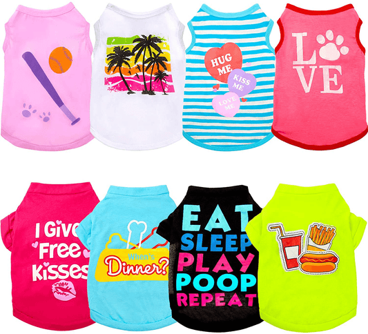 8 Pieces Printed Puppy Dog Shirts Breathable Dog Apparel Soft Puppy Sweatshirt Pet Daily Shirt Colorful Pet Clothing for Dogs and Cats Animals & Pet Supplies > Pet Supplies > Dog Supplies > Dog Apparel Syhood Large  